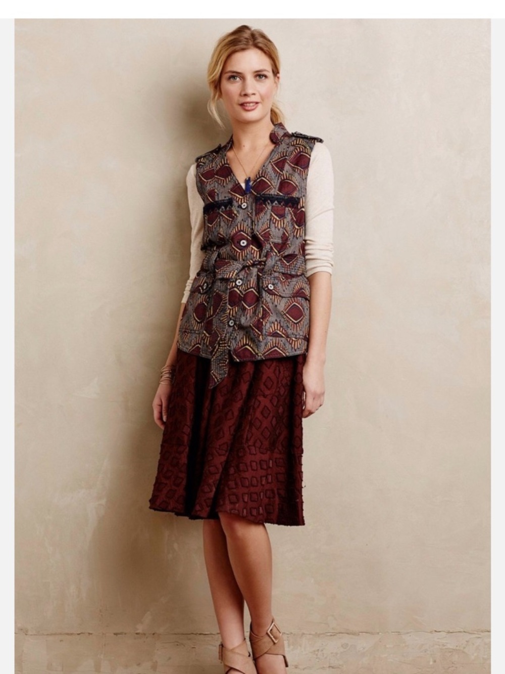 Anthropologie MAEVE-Diamond Cut Skirt- Brown-10